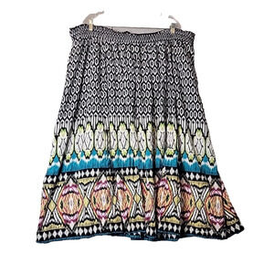 Just My Size 100% Cotton Multicolor Geometric Pull On Maxi Skirt Women's Plus 4X